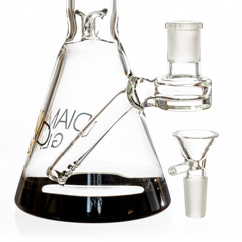 10" Beaker Bong w/ colored lip and base + built-in stem, by Diamond Glass - Bat Kountry