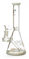 10" Beaker Bong w/ colored lip and base + built-in stem, by Diamond Glass - Bat Kountry