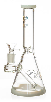 10" Beaker Bong w/ colored lip and base + built-in stem, by Diamond Glass - Bat Kountry