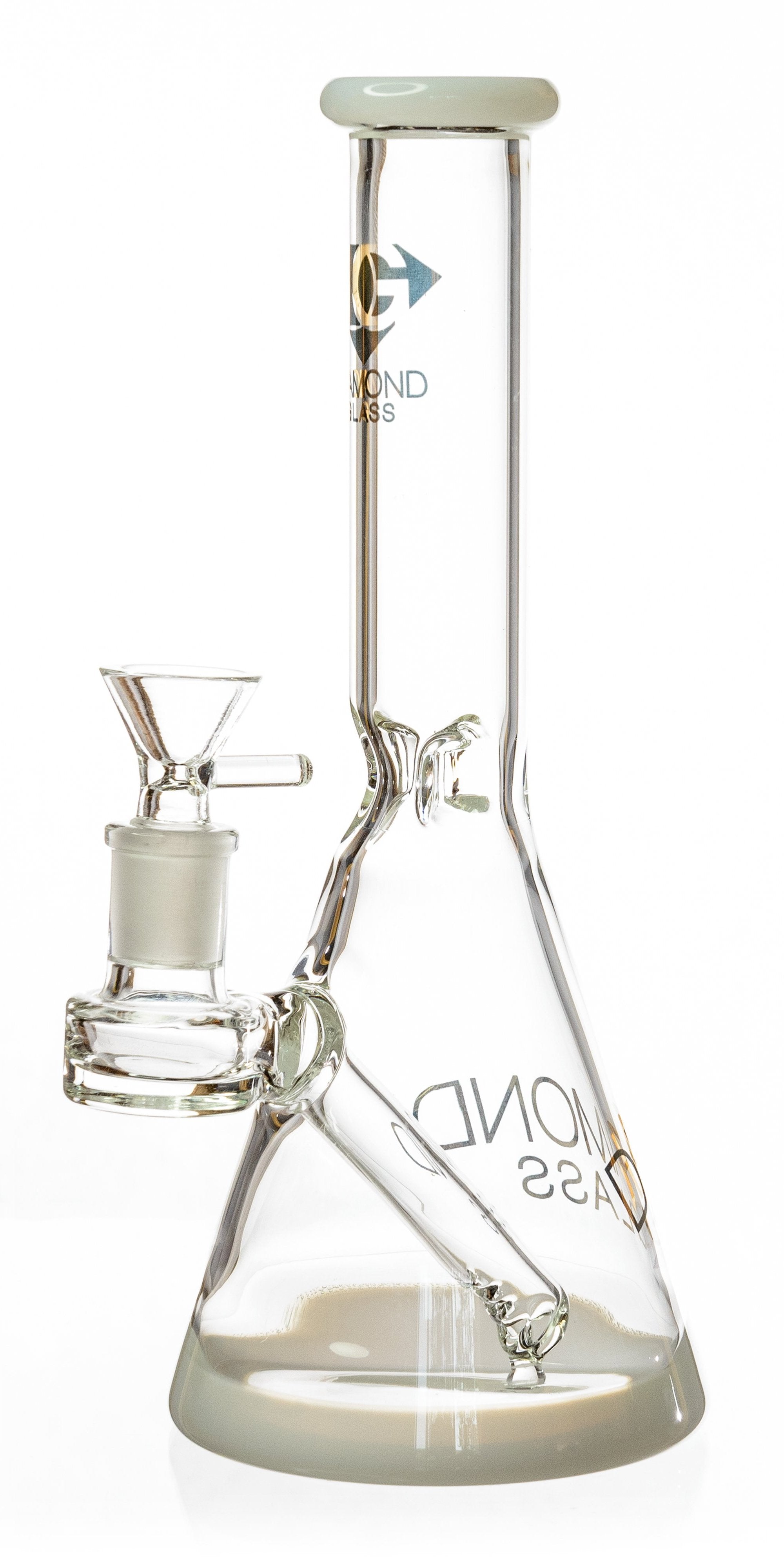 10" Beaker Bong w/ colored lip and base + built-in stem, by Diamond Glass - Bat Kountry