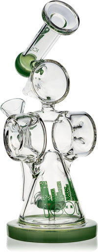 9" Twin Cylinder Rig, by ICON Glass - Bat Kountry