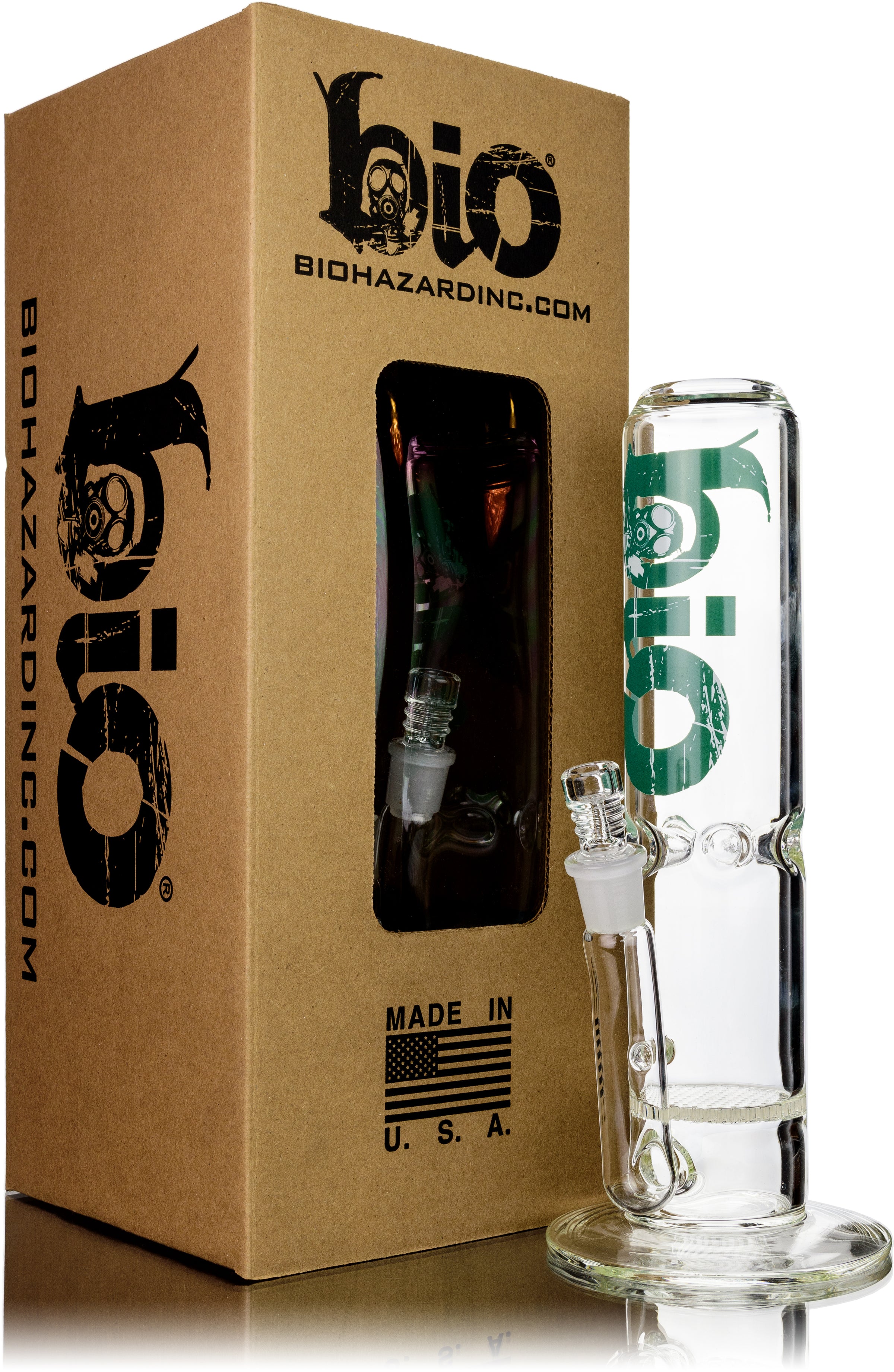 12" Straight Tube Bong w/ Honeycomb Perc, by Biohazard - Bat Kountry