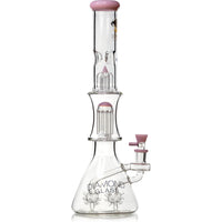 18" Beaker Bong Diamond Sea Mine w/ double multi-arm percs + tree arm, by Diamond Glass - Bat Kountry