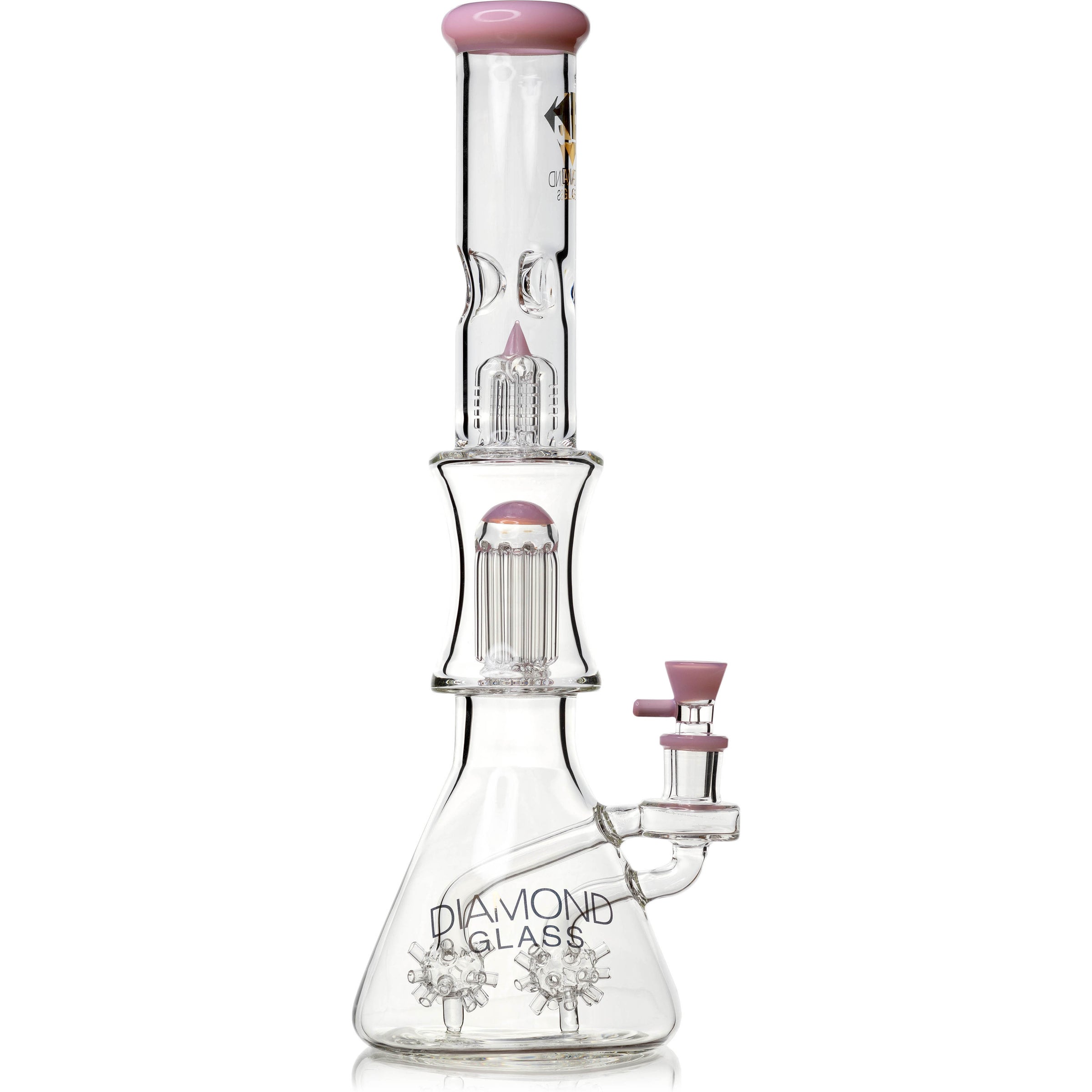 18" Beaker Bong Diamond Sea Mine w/ double multi-arm percs + tree arm, by Diamond Glass - Bat Kountry