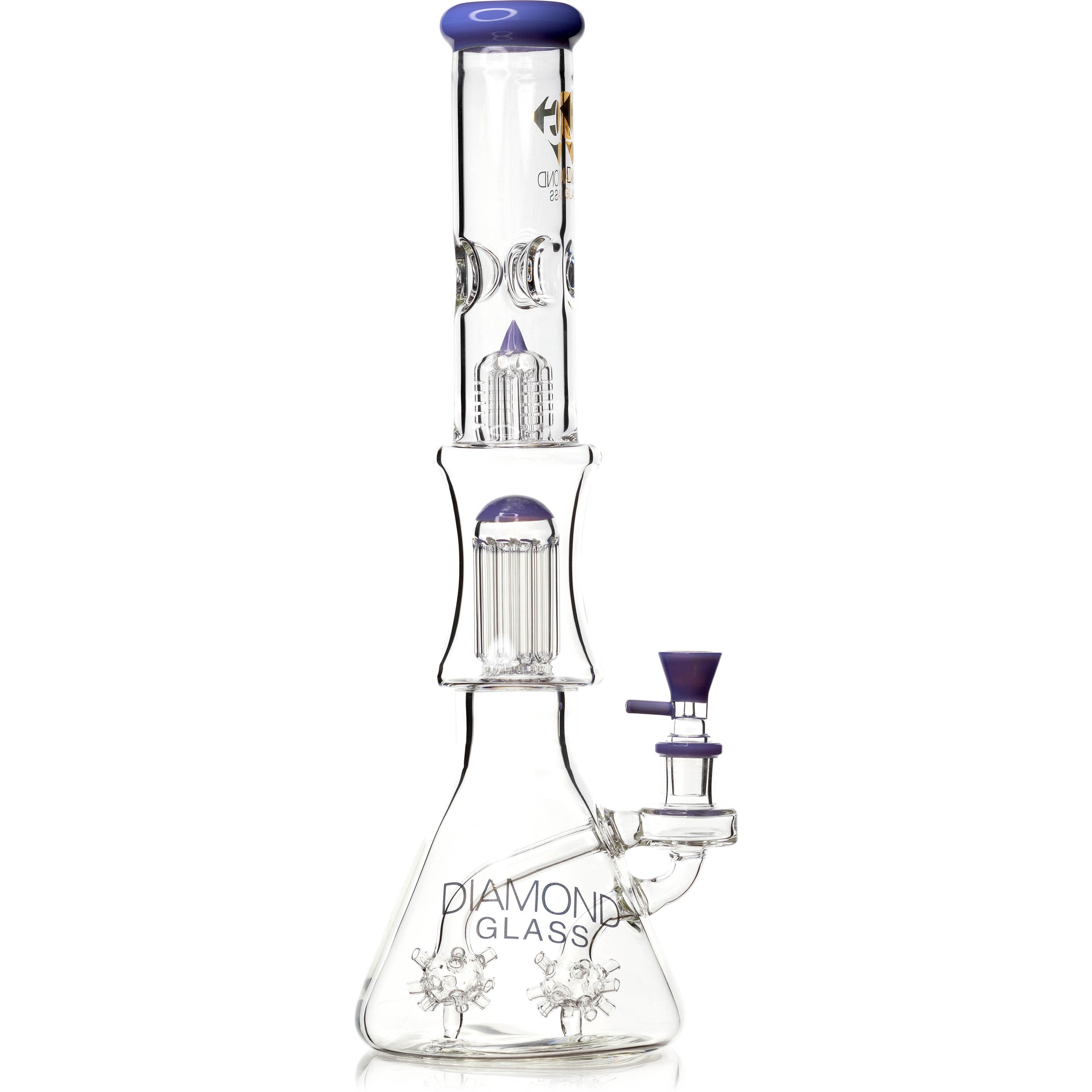 18" Beaker Bong Diamond Sea Mine w/ double multi-arm percs + tree arm, by Diamond Glass - Bat Kountry