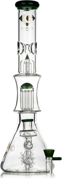 18" Beaker Bong Diamond Sea Mine w/ double multi-arm percs + tree arm, by Diamond Glass - Bat Kountry