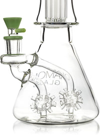 18" Beaker Bong Diamond Sea Mine w/ double multi-arm percs + tree arm, by Diamond Glass - Bat Kountry
