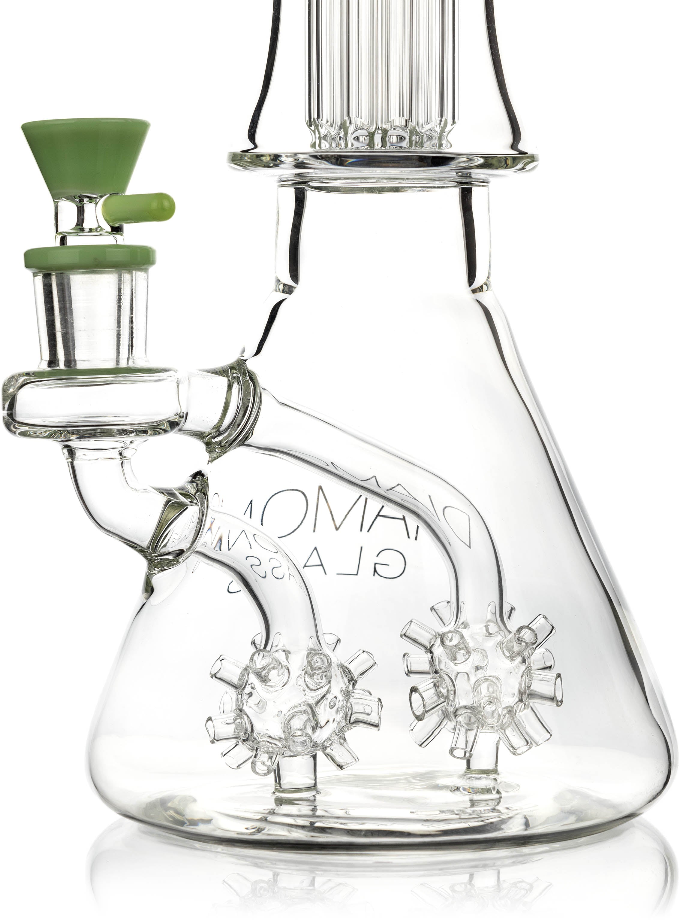 18" Beaker Bong Diamond Sea Mine w/ double multi-arm percs + tree arm, by Diamond Glass - Bat Kountry