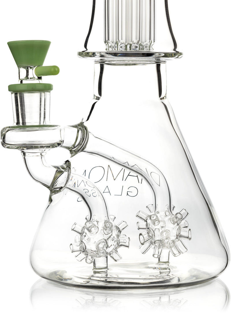 18" Beaker Bong Diamond Sea Mine w/ double multi-arm percs + tree arm, by Diamond Glass - Bat Kountry