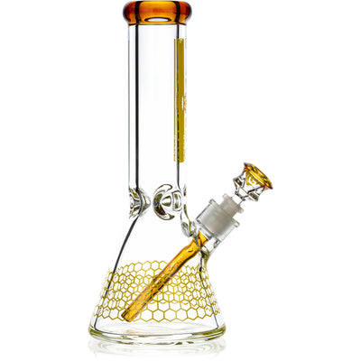 12 inch heavy 9mm thick glass beaker water pipe with ice pinch by Diamond Glass.