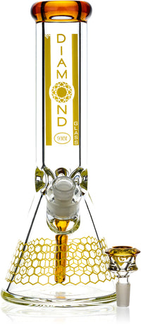 12" Heavy Super Thick 9mm Beaker Bong w/ Ice Pinch, by Diamond Glass - Bat Kountry