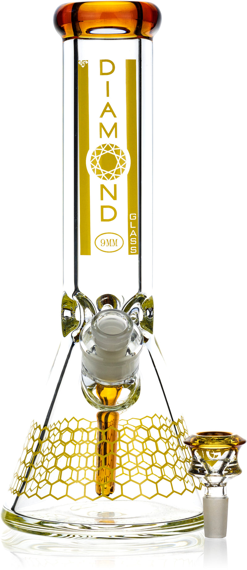 12" Heavy Super Thick 9mm Beaker Bong w/ Ice Pinch, by Diamond Glass - Bat Kountry