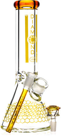 12" Heavy Super Thick 9mm Beaker Bong w/ Ice Pinch, by Diamond Glass - Bat Kountry