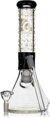 12" 7mm Beaker Bong with Egyptian Hieroglyphs Designs, by Diamond Glass - Bat Kountry
