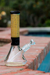 12" 7mm Beaker Bong with Egyptian Hieroglyphs Designs, by Diamond Glass - Bat Kountry
