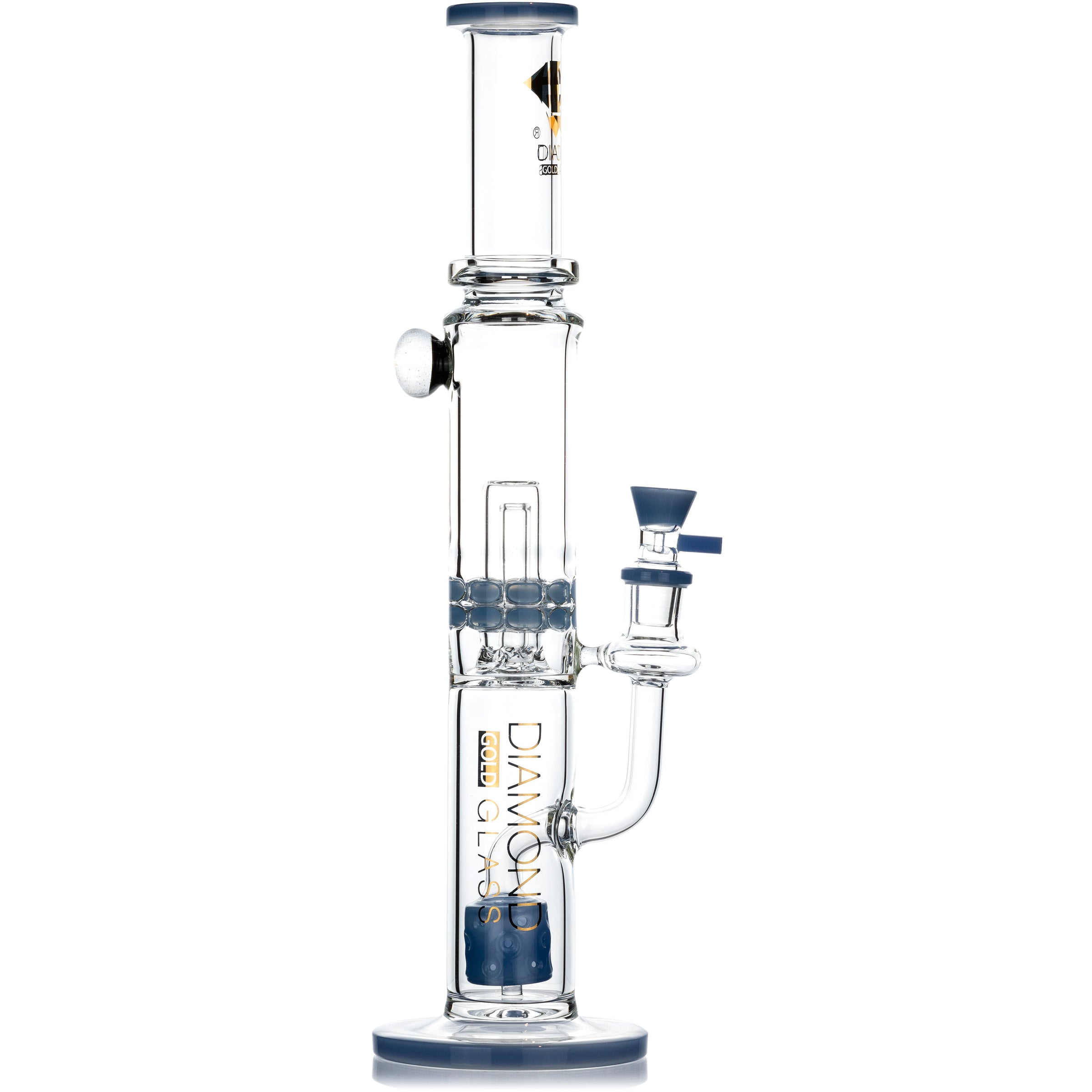 16" Moonrock Ratchet Swiss Perc Bong, by Diamond Glass - BKRY Inc.