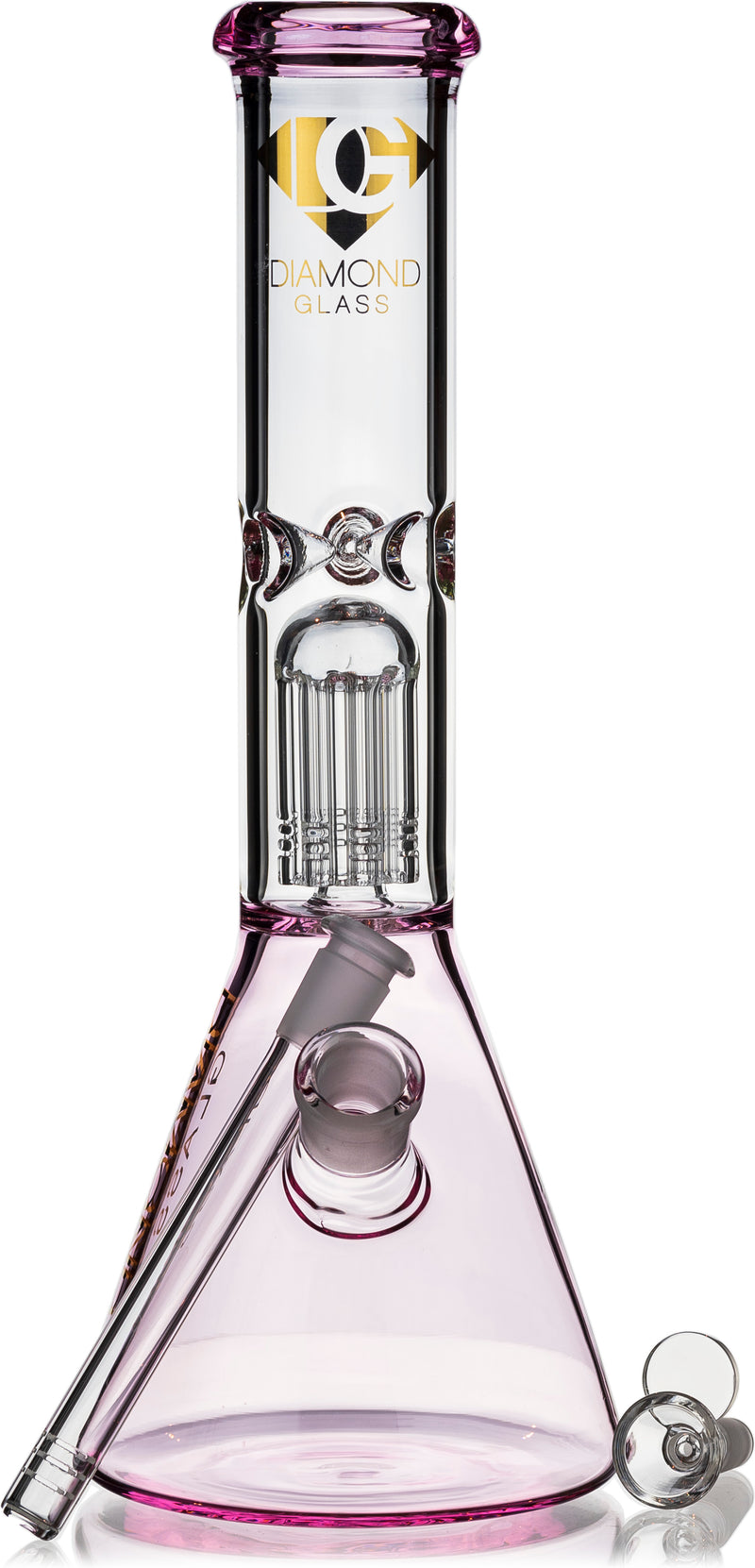14" Tree Perc Single Chamber Beaker Bong, by Diamond Glass - Bat Kountry