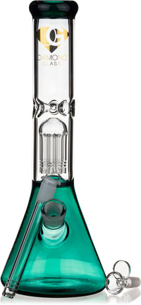 14" Tree Perc Single Chamber Beaker Bong, by Diamond Glass - Bat Kountry