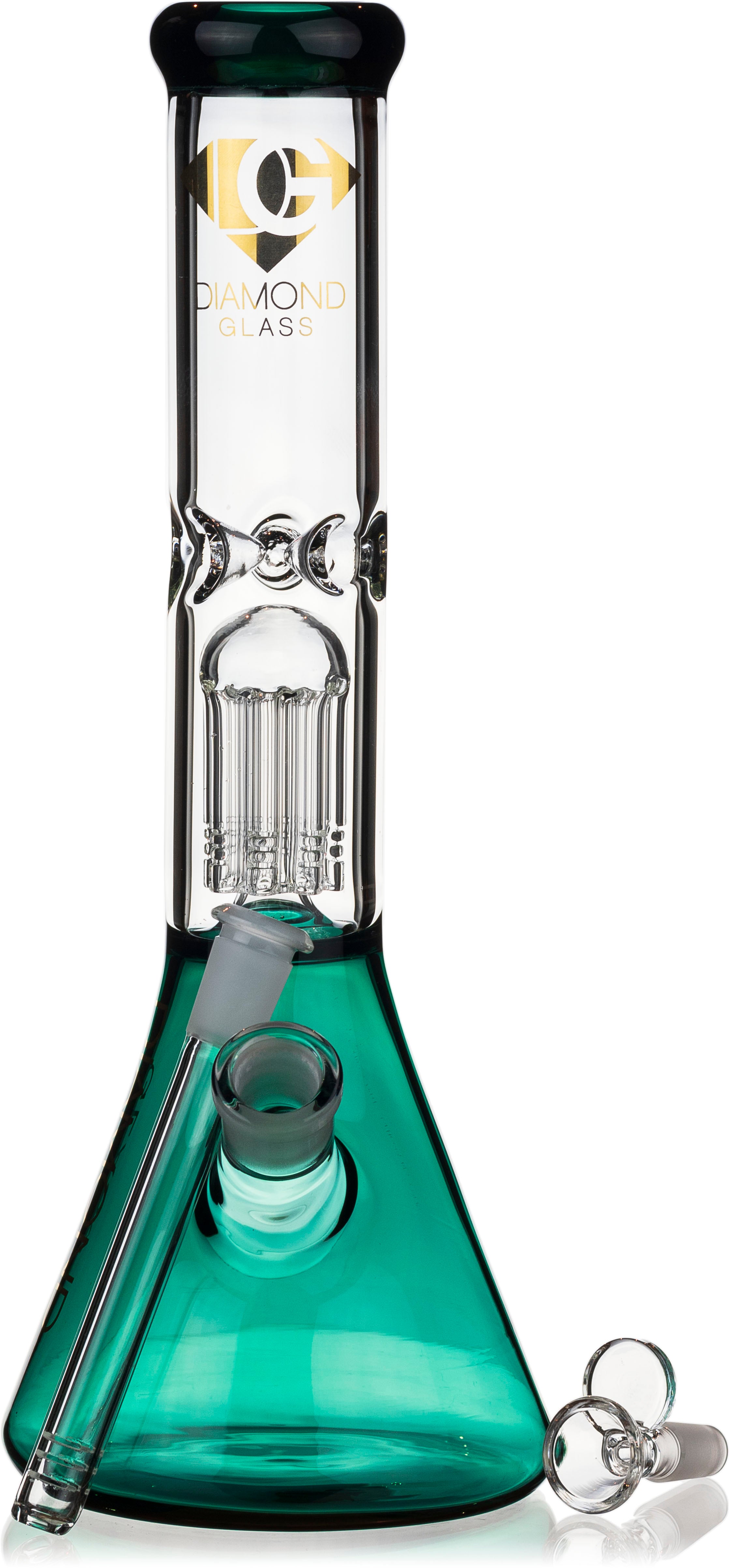 14" Tree Perc Single Chamber Beaker Bong, by Diamond Glass - Bat Kountry