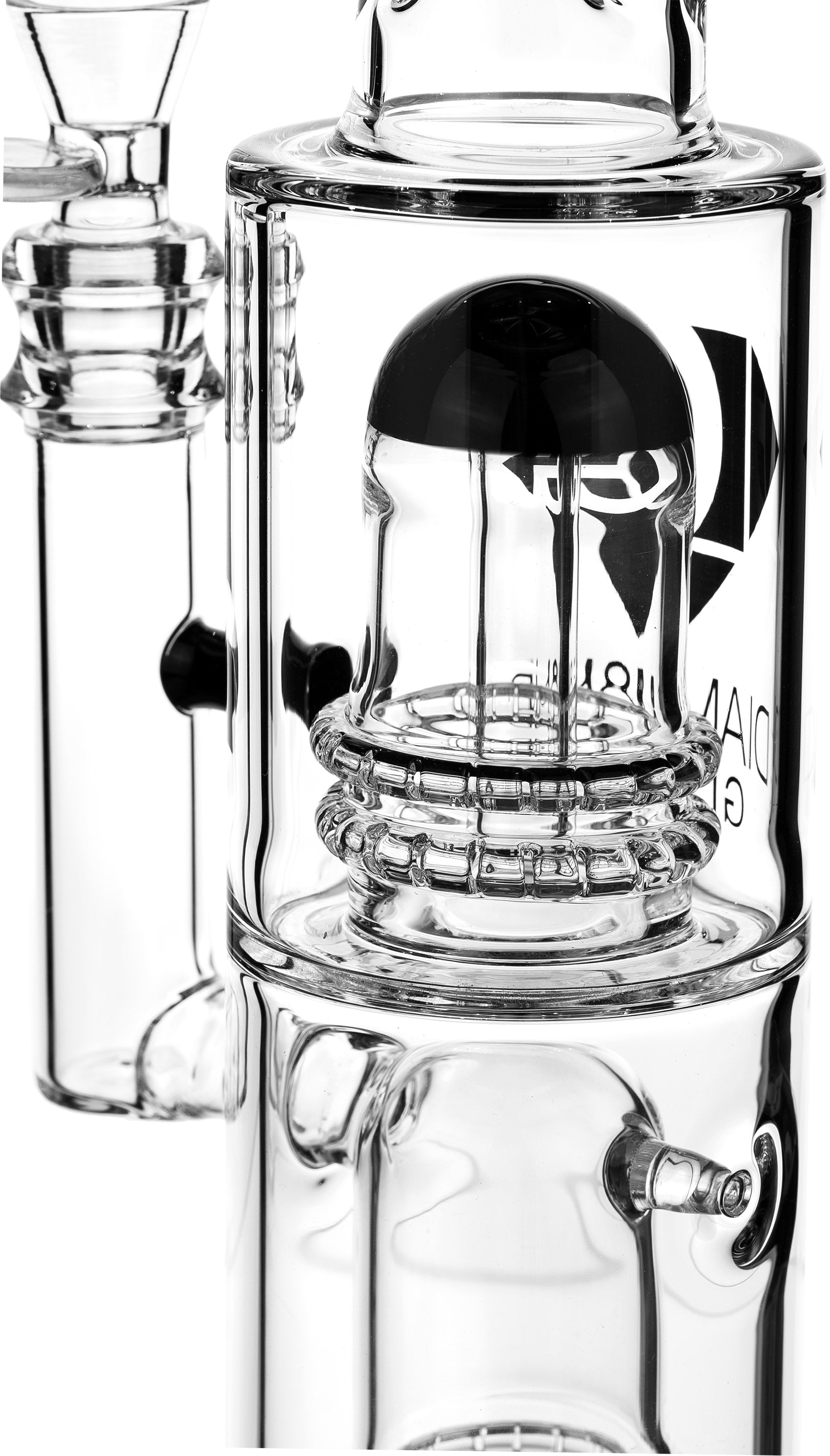 14" Double Showerhead Bong w/ Ice Pinch, by Diamond Glass - Bat Kountry