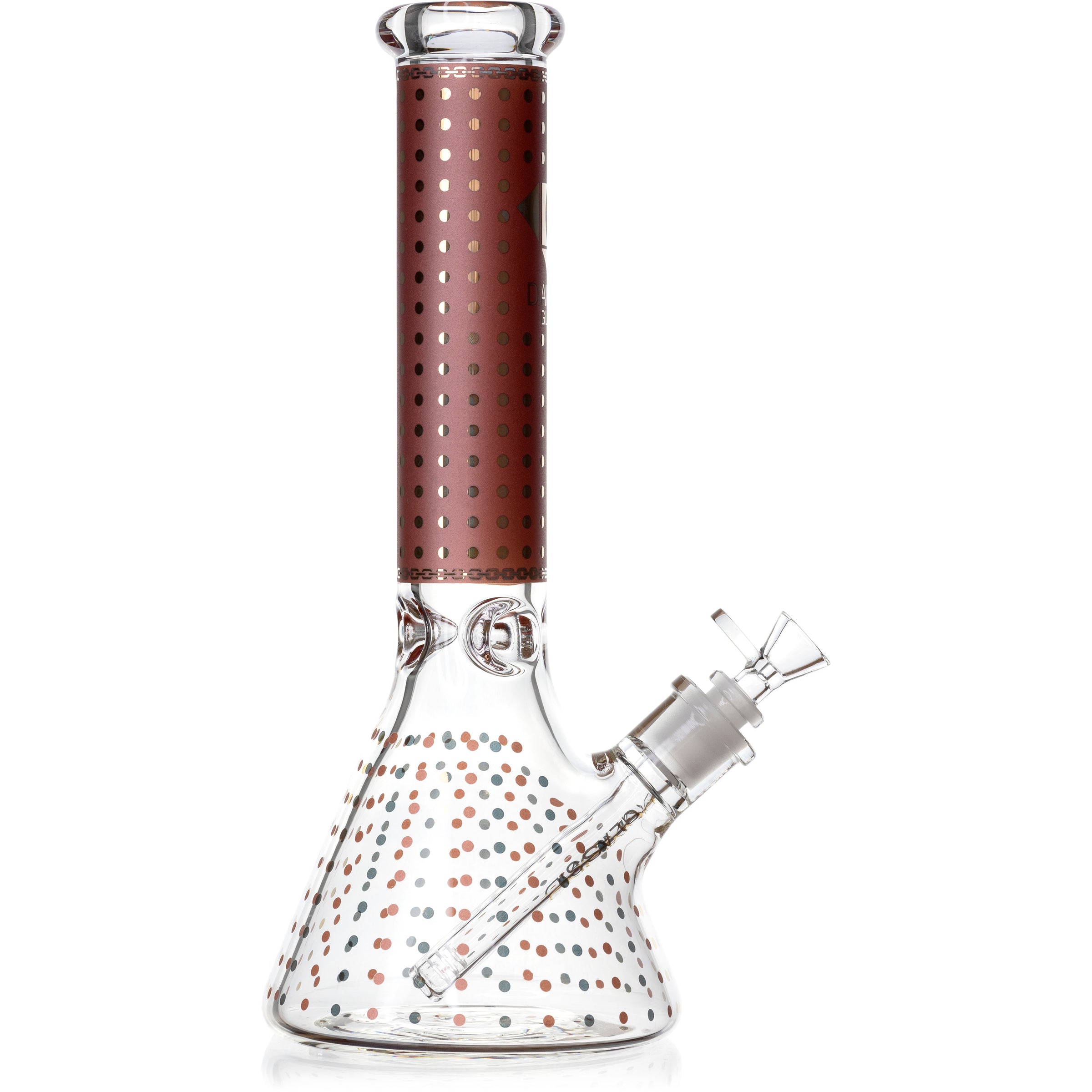 14" Thick 7mm Glass Beaker Bong Spots Pattern, by Diamond Glass - Bat Kountry
