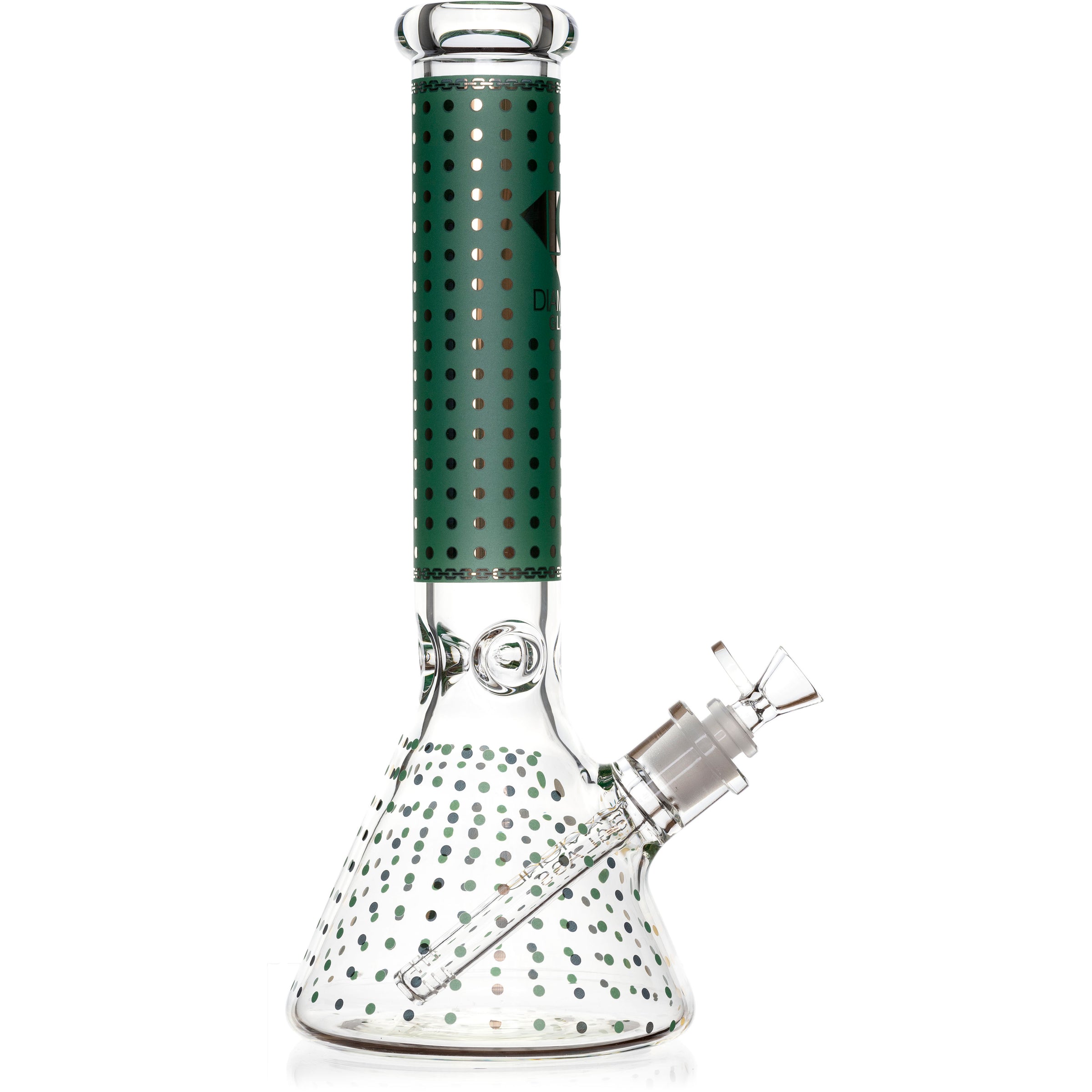 14" Thick 7mm Glass Beaker Bong Spots Pattern, by Diamond Glass - Bat Kountry