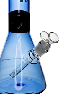 15" Sky Blue Black Collared Beaker Bong, by Diamond Glass - Bat Kountry
