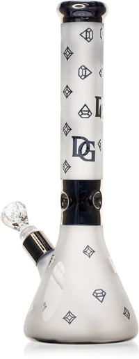 16" Heavy 9mm Signature Gold Sand-Blasted Diamond Beaker Bong, by Diamond Glass - Bat Kountry
