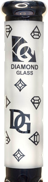 16" Heavy 9mm Signature Gold Sand-Blasted Diamond Beaker Bong, by Diamond Glass - Bat Kountry