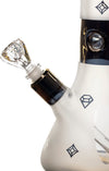 16" Heavy 9mm Signature Gold Sand-Blasted Diamond Beaker Bong, by Diamond Glass - Bat Kountry
