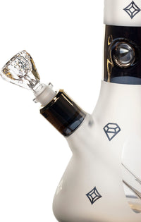 16" Heavy 9mm Signature Gold Sand-Blasted Diamond Beaker Bong, by Diamond Glass - Bat Kountry