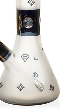 16" Heavy 9mm Signature Gold Sand-Blasted Diamond Beaker Bong, by Diamond Glass - Bat Kountry