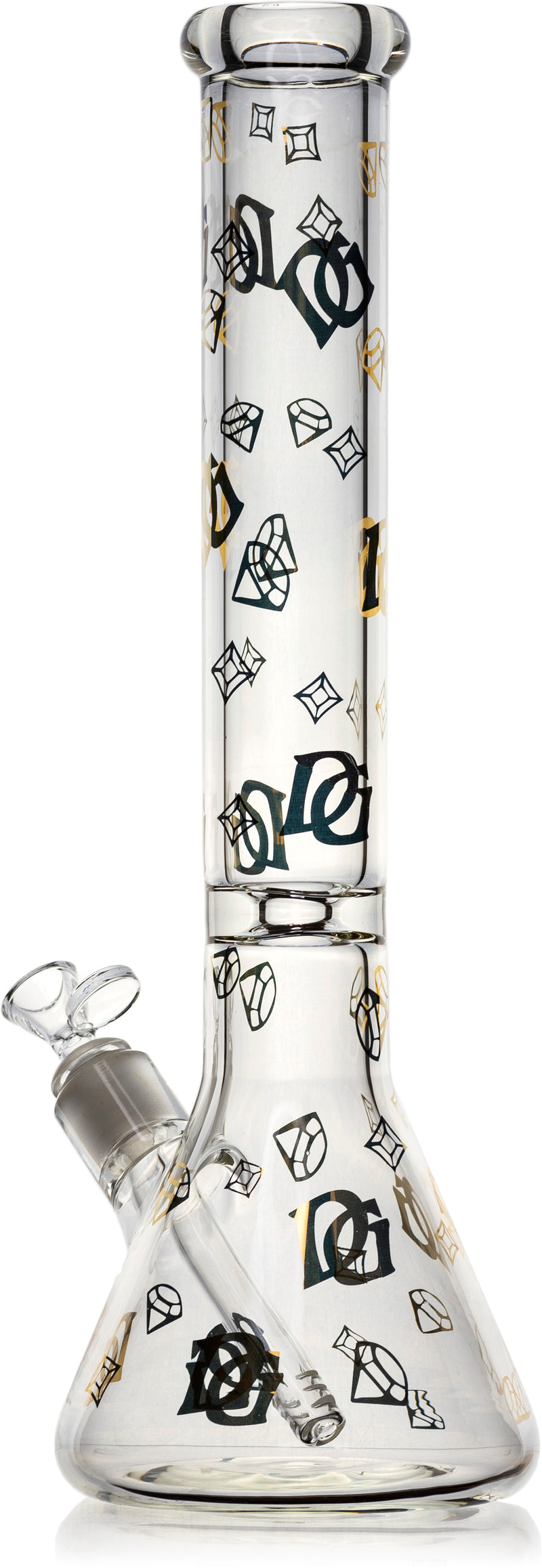 16" Thick 9mm Beaker Bong Gold logo, by Diamond Glass - Bat Kountry