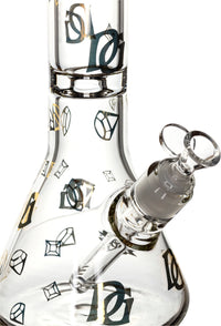 16" Thick 9mm Beaker Bong Gold logo, by Diamond Glass - Bat Kountry