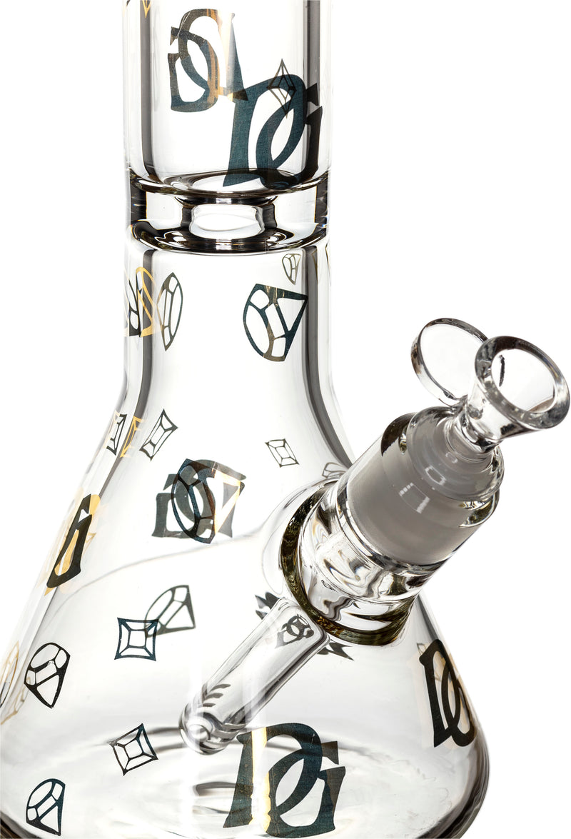 16" Thick 9mm Beaker Bong Gold logo, by Diamond Glass - Bat Kountry