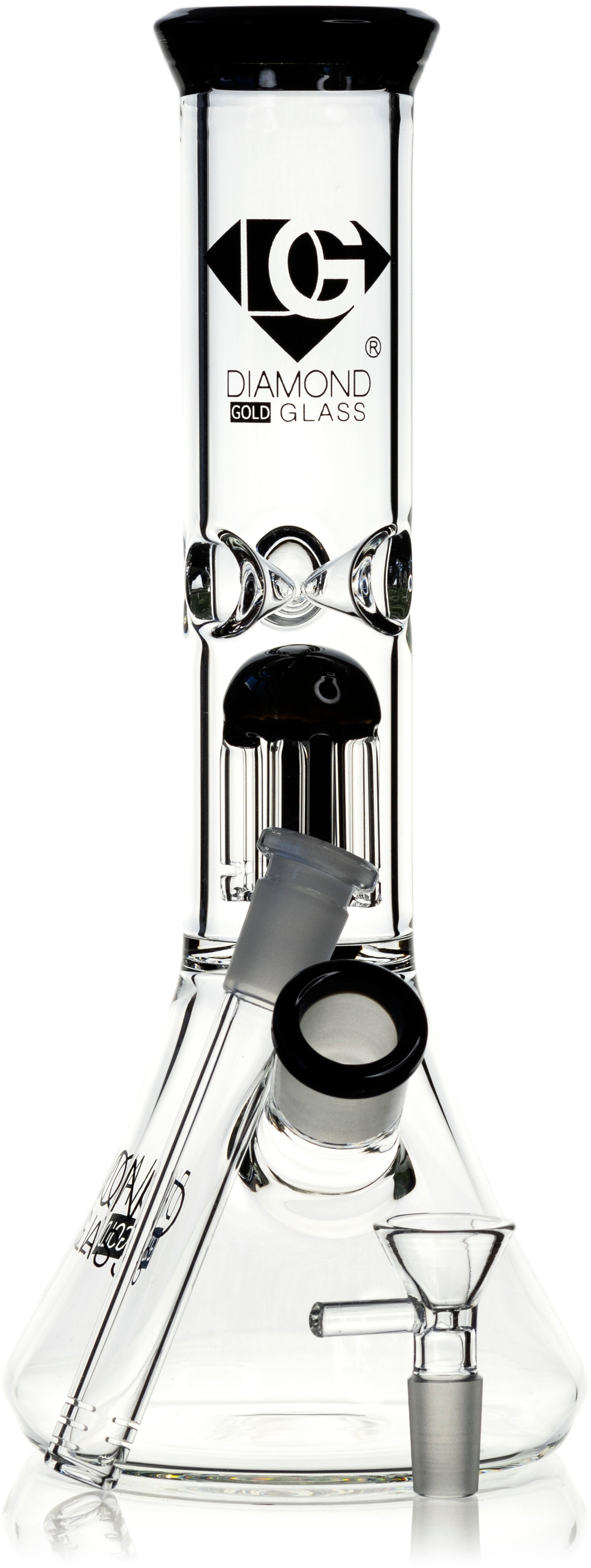 12" 8-Arm Tree Perc Single Chamber, by Diamond Glass - Bat Kountry