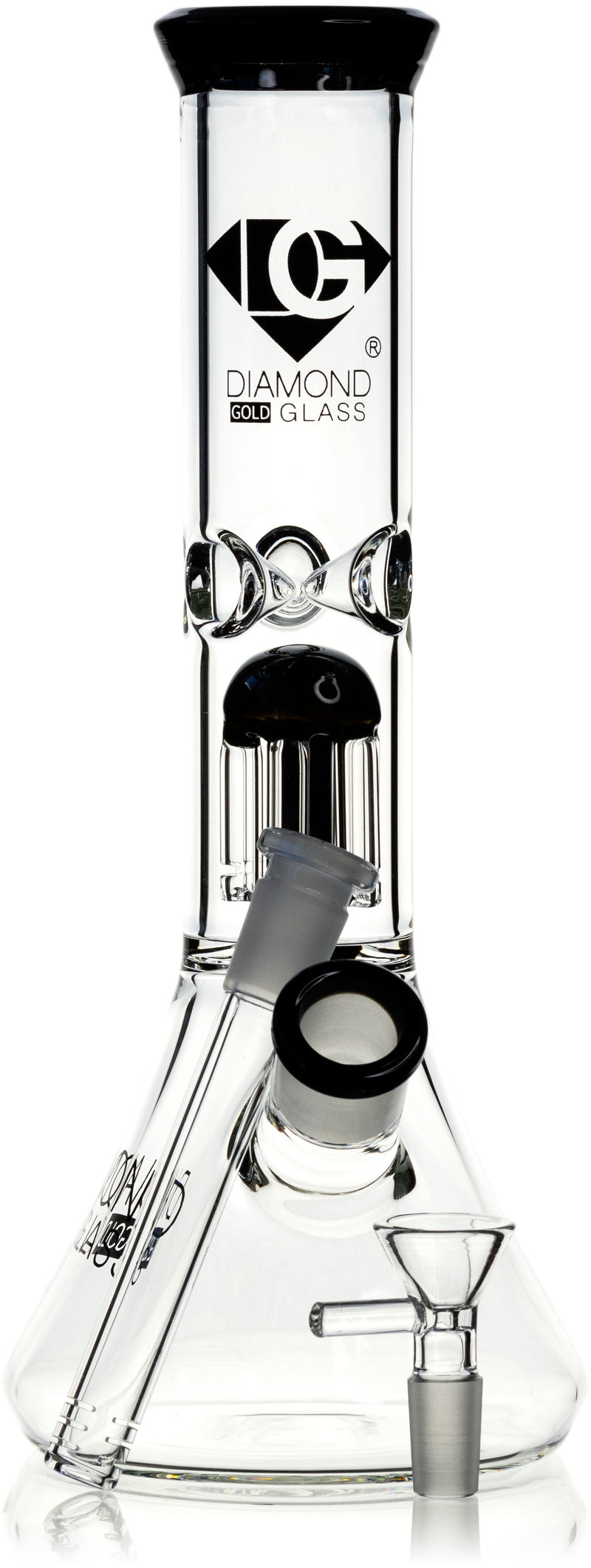 12" 8-Arm Tree Perc Single Chamber, by Diamond Glass - Bat Kountry