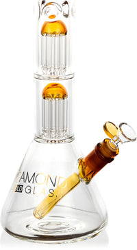 18" Thick 7mm Double Chamber Tree Perc Bong, by Diamond Glass - Bat Kountry