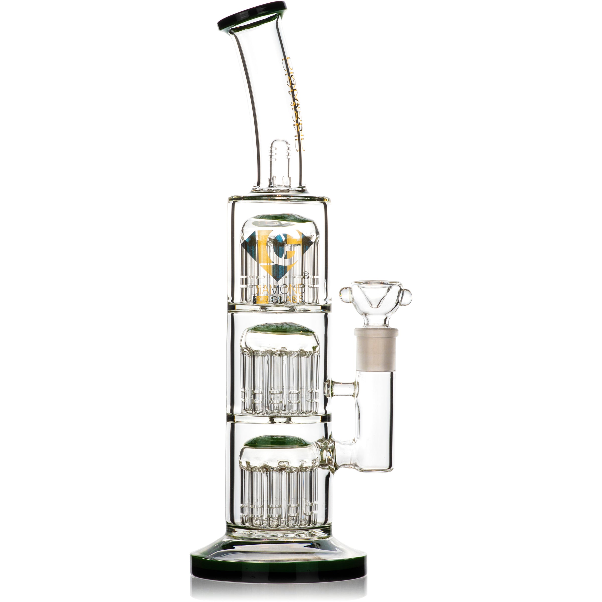 14" Triple Chamber 12 Arm Perc Bong, by Diamond Glass - BKRY Inc.