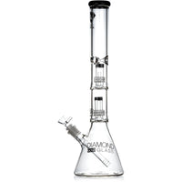 18" Heavy 7mm Double Showerhead Bong, by Diamond Glass