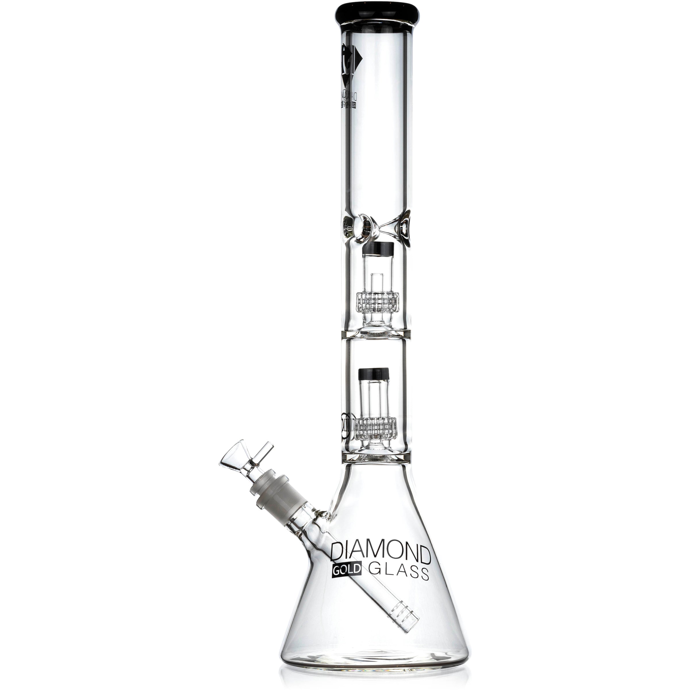 18" Heavy 7mm Double Showerhead Bong, by Diamond Glass