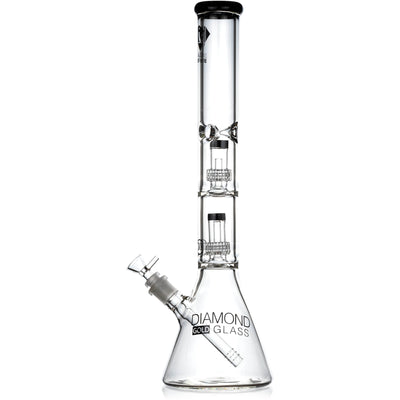 18" Heavy 7mm Double Showerhead Bong, by Diamond Glass - BKRY Inc.