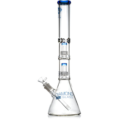 18" Heavy 7mm Double Showerhead Bong, by Diamond Glass - BKRY Inc.
