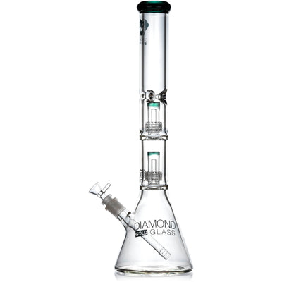 18" Heavy 7mm Double Showerhead Bong, by Diamond Glass - BKRY Inc.