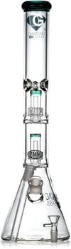 18" Heavy 7mm Double Showerhead Bong, by Diamond Glass