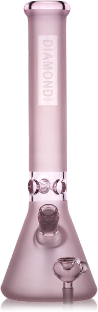 16” Frosted Pink Beaker Bong, by Diamond Glass