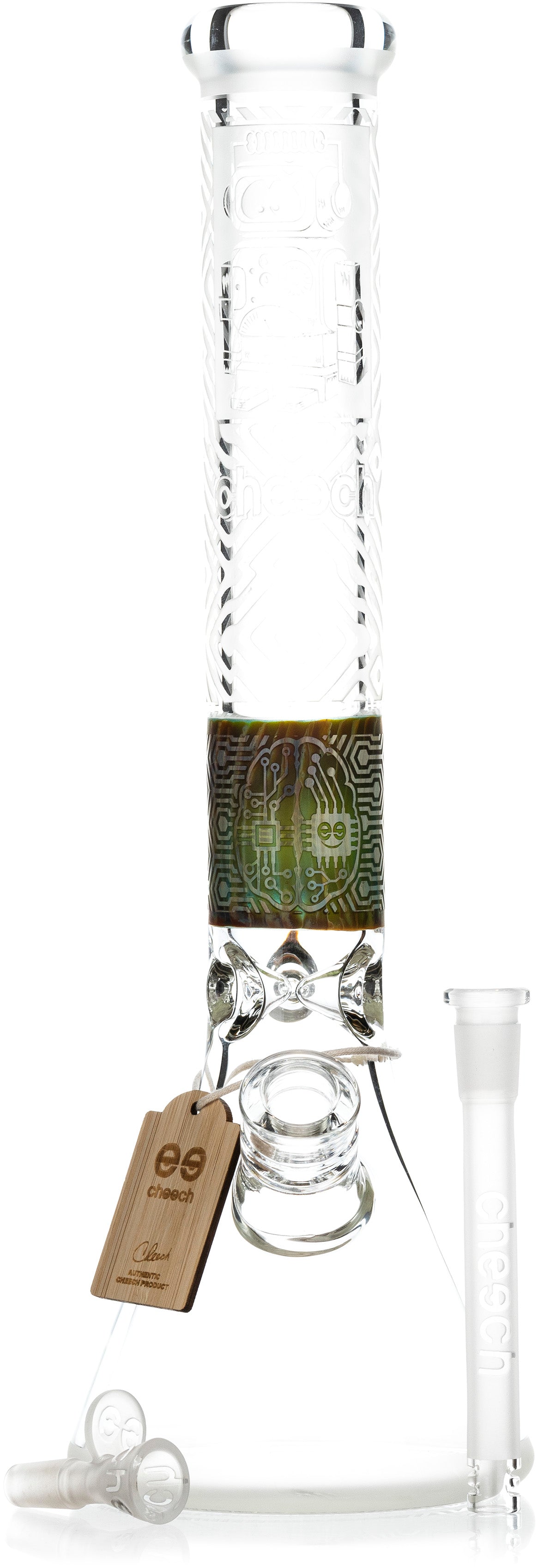 17" Etched Sandblasted Beaker Bong, by Cheech Glass