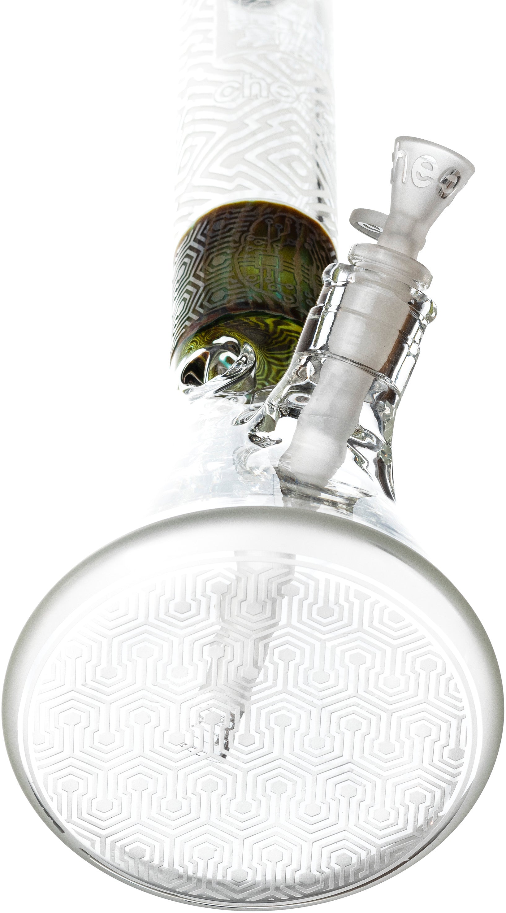 17" Etched Sandblasted Beaker Bong, by Cheech Glass