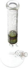 17" Etched Sandblasted Beaker Bong, by Cheech Glass