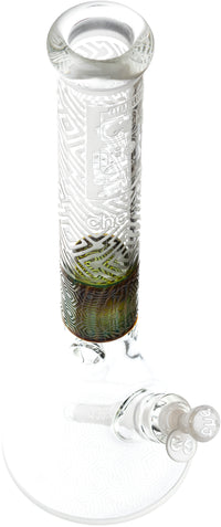 17" Etched Sandblasted Beaker Bong, by Cheech Glass